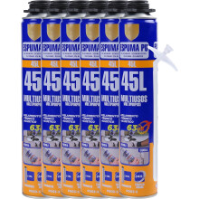 Espuma de Poliuretano de Alta Expansão, 750 ml, Conjunto de 6 unidades, com Canula, para isolamento térmico e acústico