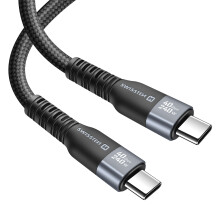 Swissten 5A Thunderbolt 4.0 -kaapeli USB-C:stä USB-C:hen 150 cm 240 W