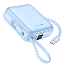 Swissten Varavirtalähde 10000mAh 22.5W USB / Lightning-kaapeleilla ja LCD-näytöllä