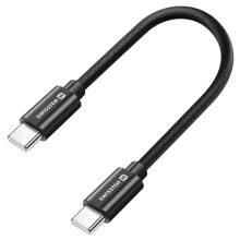 Swissten Mini USB-C–USB-C-kaapeli 20 cm 60W, universaali, nopea lataus ja tiedonsiirto