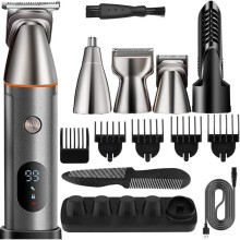 Kit de tondeuse 5 en 1 pour homme, rasoir électrique étanche avec écran LCD, noir