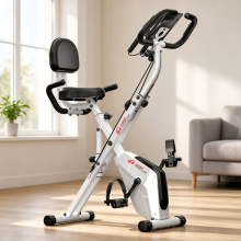 C Exercise Bike Folding Magnetic Resistance 8 Levels 120kg White