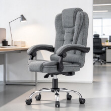 Fabric Office Chair Ergonomic High Back Reclining Desk Chair Grey