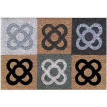 DAMDAM GO Felpudo de Fibra de Coco, 70x40cm, Antiderrapante, Design Panot Bicolor, para Entrada e Exterior