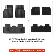 Tapis de sol de voiture TPE Premium YZ, Lot de 6 pièces, Imperméable et Antidérapant pour Tesla Model Y Juniper 2025-2026