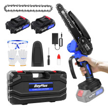 Mini tronçonneuse sans fil 6 pouces, moteur sans balais 600W, avec 2 batteries, pour élagage et jardinage