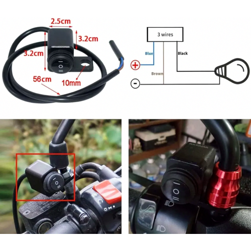 Motorcycle Handlebar Switch 12V to 24V ATV Light Control Switch for Headlights and Accessories 1