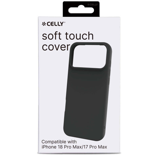 Funda de goma suave para iPhone 18/17 Pro Max – Negra