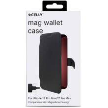 Funda Celly Wally Mag Wallet para iPhone 18 Pro y 17 Pro, MagSafe, negra