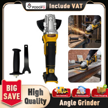 Podofo Meuleuse d'angle sans fil 125 mm, polisseuse rechargeable avec poignée réglable, compatible batteries Dewalt