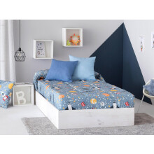 Confecciones Paula Edredão Infantil Galaxia, Ajustável, com Foguetes, para Cama 90 cm