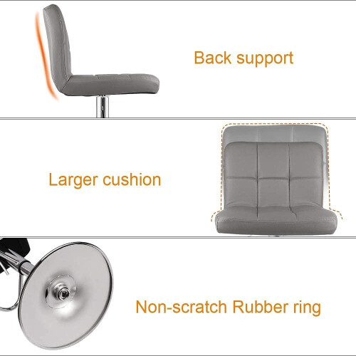 Swivel Bar Stool With Backrest Padded Waterproof PU Leather Grey 2