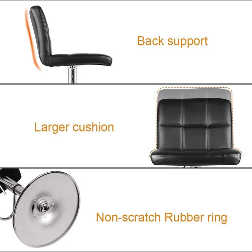 Swivel Bar Stool With Backrest Padded Waterproof PU Leather Black 2