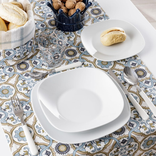 Baroni Home conjunto de 18 peças de porcelana e grés, branco, para 6 pessoas 1