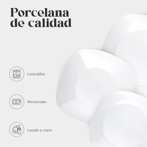 Baroni Home conjunto de 18 peças de porcelana e grés, branco, para 6 pessoas 2