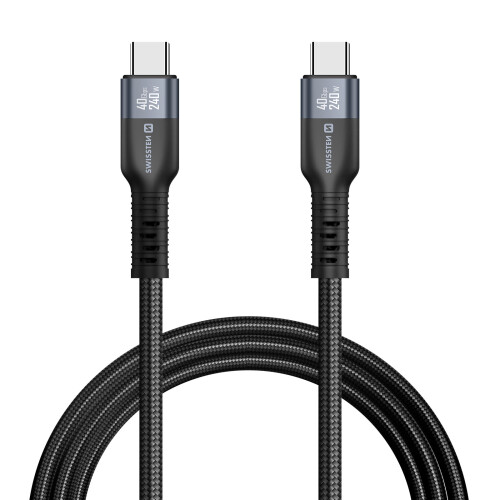 Swissten 5A Thunderbolt 4.0 -kaapeli USB-C:stä USB-C:hen 150 cm 240 W 1