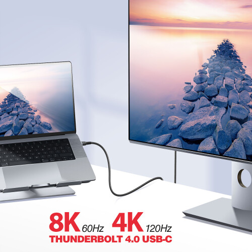 Swissten 5A Thunderbolt 4.0 -kaapeli USB-C:stä USB-C:hen 150 cm 240 W 2