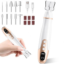 Kit de manucure professionnel, lime à ongles électrique sans fil 10 vitesses, blanc, 3x19,2 cm