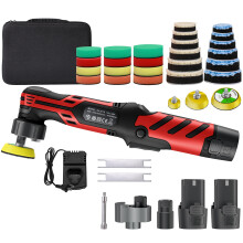 Mini Polisseuse pour Voiture Sans Fil 12V, 11 Vitesses, Rouge, Kit de Détailage avec 4 Tampons et 3 Axes