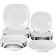 Baroni Home conjunto de 18 peças de porcelana e grés, branco, para 6 pessoas