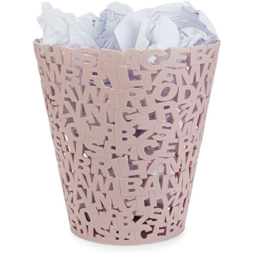 Balvi Papelera Letters, rosa, plástico, design original, para quartos infantis e escritório