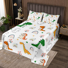 Homemissing conjunto de colcha acolchoada de dinossauro, tamanho individual, laranja e verde, decoração de quarto