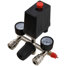 Kit régulateur de pression pour compresseur d'air, vanne à piston avec 2 manomètres et soupape, 0,05 à 1,2 MPa, Noir