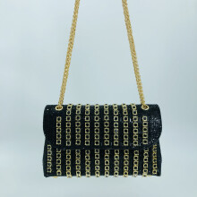 (Black) New Elegant Chain Top-Handle Party Bag, Rhinestone Women Shoulder Crossbody Mini Evening Purse
