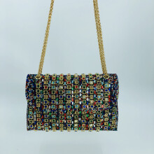 (Color) New Elegant Chain Top-Handle Party Bag, Rhinestone Women Shoulder Crossbody Mini Evening Purse