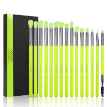 Docolor lote de 15 brochas de maquillaje profesionales, verde neón, mango de madera y fibra sintética