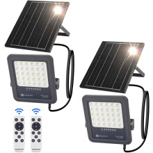 Aigostar projetor LED solar, conjunto de 2, 100W, 1000LM, luz branca fria 6500K, IP65 impermeável, exterior