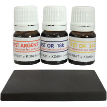 Solução de teste de ouro e prata, 18-24 quilates, com pedra de toque natural e manual multilíngue, 2,5 ml