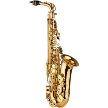 HUIOP Saxofón Alto AS100 Eb, latão lacado dourado, com estojo de transporte e acessórios