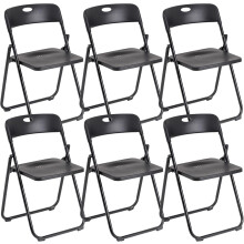 Baroni Home cadeira dobrável, conjunto de 6 unidades, aço e PVC, preto, 74x43x49 cm