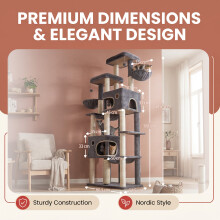 Hzuaneri Arbre à Chat Géant, Tour 213 cm, pour Grands Chats Maine Coon, Gris Clair