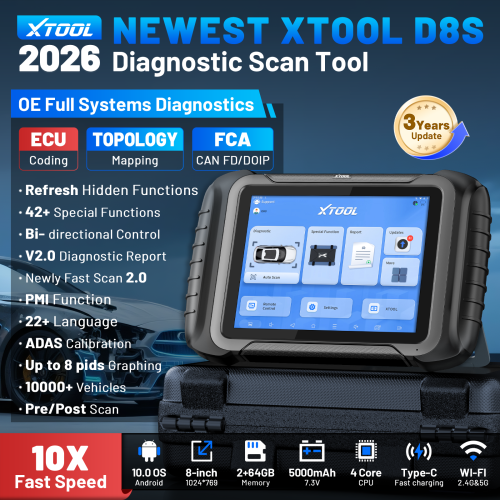 XTOOL D8S, Autodiagnose-scanner, bidirectionele tests, ECU-codering, sleutelprogrammering, 3 jaar gratis updates 2