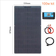 Zonnepaneel, 100w 12v kit, semi-flexibel, waterdicht, monocristallijn, voor camper en boot