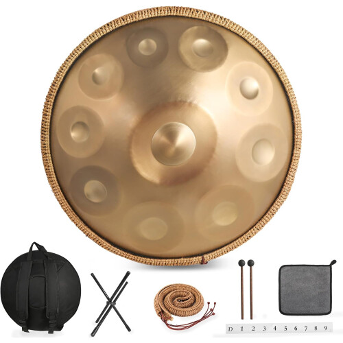 Zanefoo Handpan, tambor de língua em aço, Re Menor, 22 polegadas, 10 notas, 432 Hz, para yoga e meditação