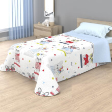 Kimbatex colcha bouti infantil acolchoado termosellado, algodão 100%, piratas e animais, 90 cm