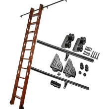 Kit de trilhos para biblioteca deslizante, conjunto de trilhos de ferro forjado com rodas