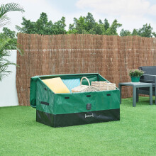 casa.pro Baú de Arrumação para Jardim, 387 L, Lona Impermeável, Aço, 122x64x76 cm, Verde/Preto