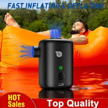 Mini Compresseur d'Air Électrique Rechargeable 3000mAh, avec 4 Buses, Noir, Portable pour Camping et Plage