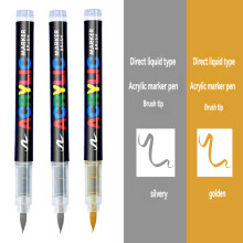 3er-Set Permanent Pinselmarker, für Kunstprojekte, Zeichnungen, Steinmalerei, Keramik, Glas, Holz, Kunststoff, Silber und Gold