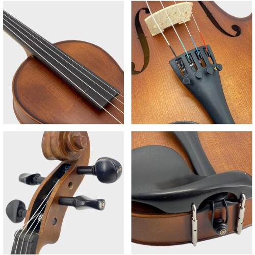 YoungMonic viola acústica de 16.5 polegadas, madeira de abeto e freixo, com acessórios de ébano 2