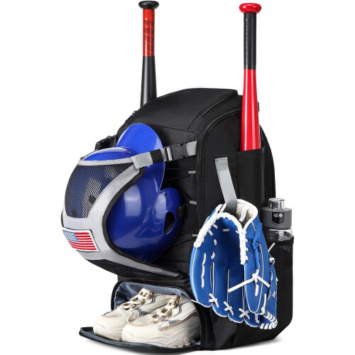Bolsa de equipamento de beisebol, conjunto de 1, impermeável, poliéster, 21 x 14 x 9 polegadas