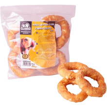 Quibropets Aros de Frango em Couro Cru, 530g, Snacks Naturais Sem Cereais para Cães