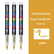 3er-Set Marker-Farbstifte, permanenter Pinselstift in Gold für Kunstprojekte, Zeichnungen, Steinmalerei