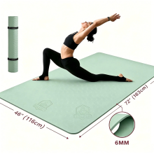 HAPBEAR Tapis de Yoga Extra Large, 183x122 cm, Épais 8 mm, Antidérapant Double Face, Vert