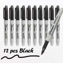12er-Set Permanentmarker, feine Spitze, wasserfest, schnelltrocknend, schwarz