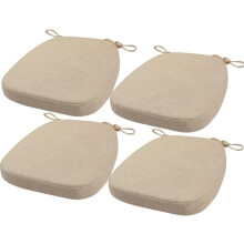 Conjunto de 4 almofadas para cadeira em linho bege, 40x38x33cm, com espuma de memória e base antiderrapante